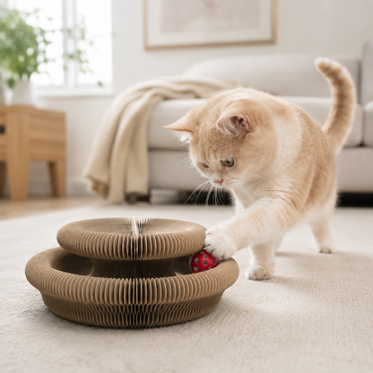 退屈知らずの猫へ｜ボール付き爪とぎトイ