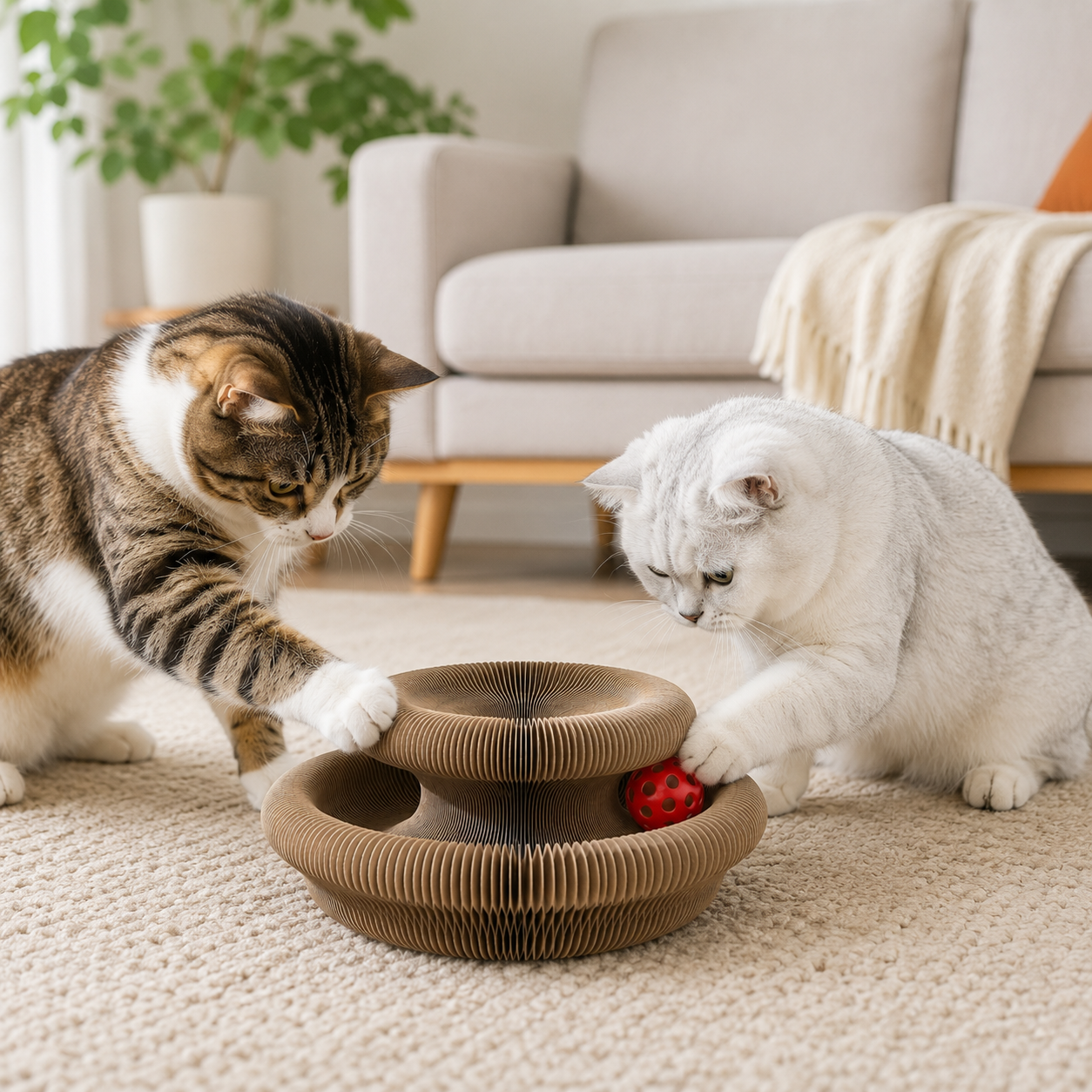 退屈知らずの猫へ｜ボール付き爪とぎトイ