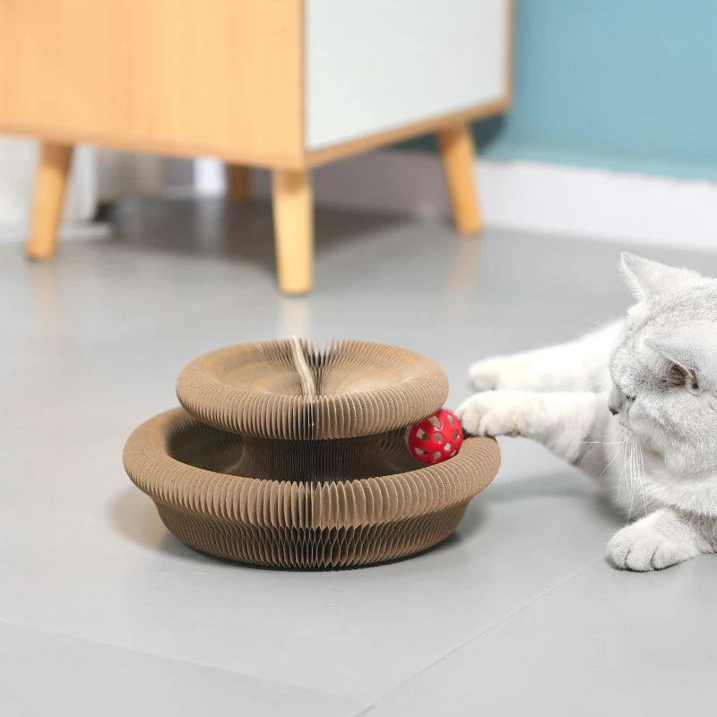 退屈知らずの猫へ｜ボール付き爪とぎトイ